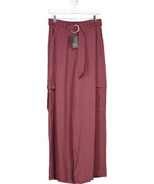 River Island Burgundy Red Premium Belted Utility Trousers UK 6