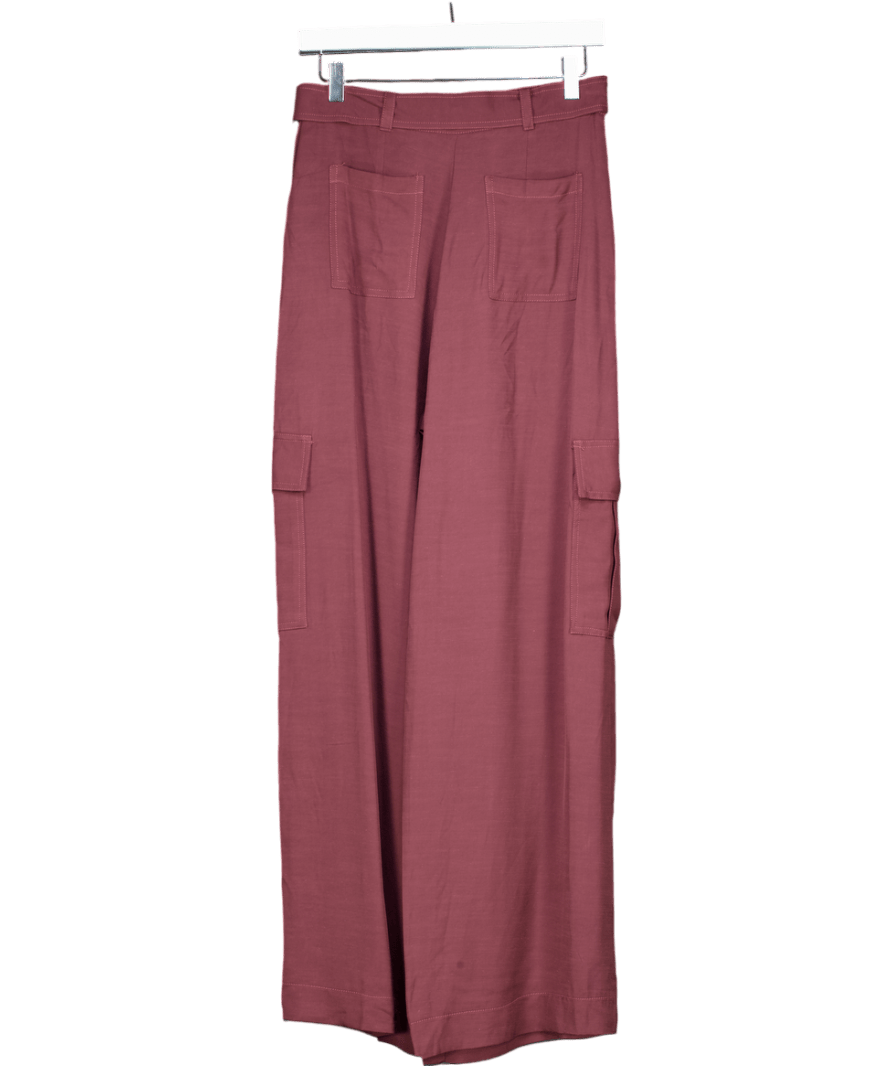 River Island Burgundy Red Premium Belted Utility Trousers UK 6 - Reliked