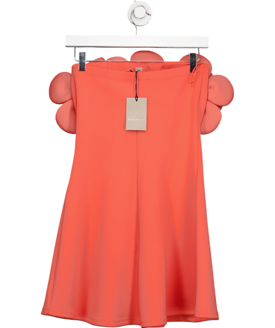 River Island Coral Pink 3d Flower Bandeau Mini Dress UK S - Reliked