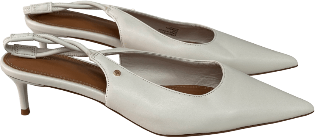 River Island Cream Heeled Sling Back Court Shoes UK 7 EU 40 👠 - Reliked