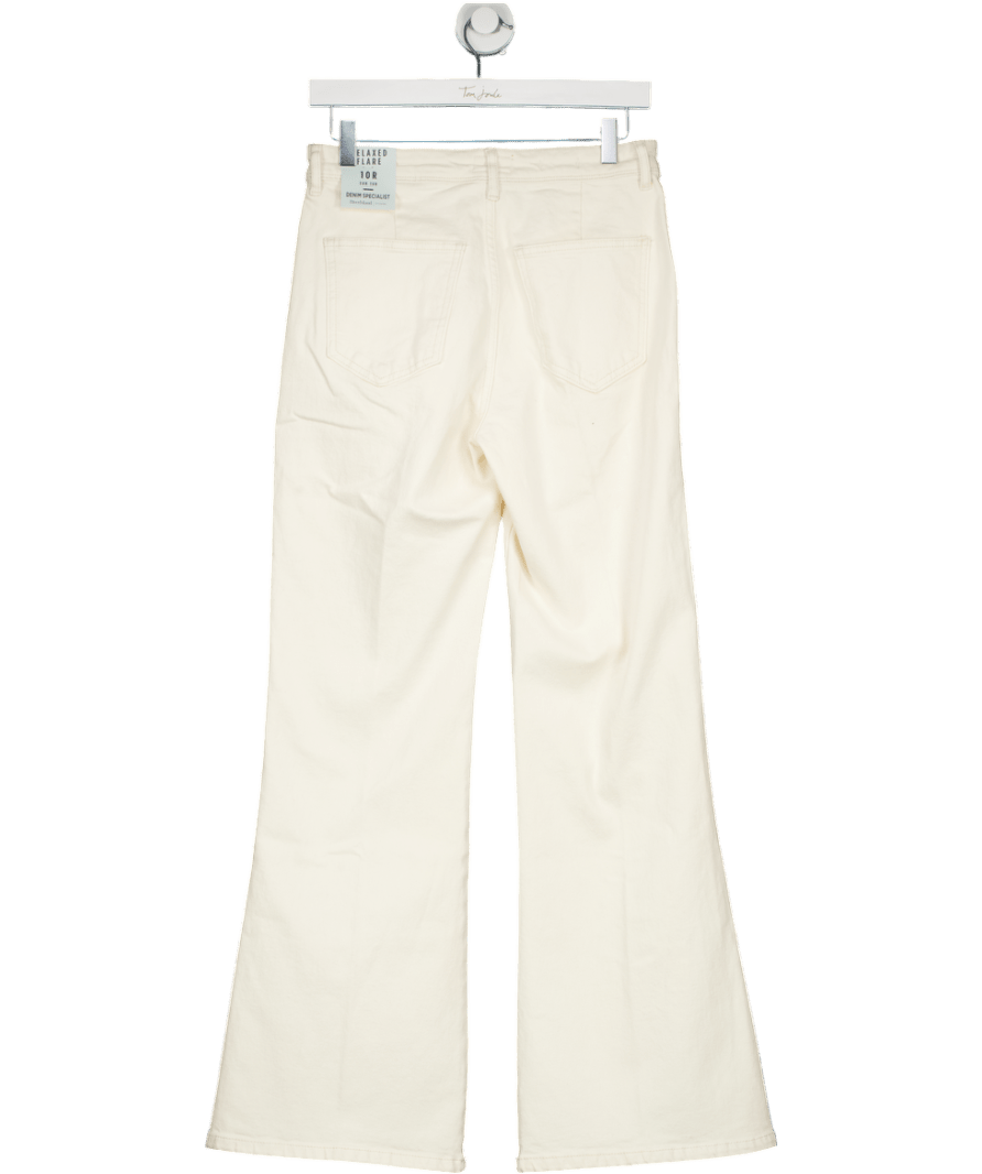 River Island Cream High Rise Relaxed Flared Jeans UK 10 - Reliked