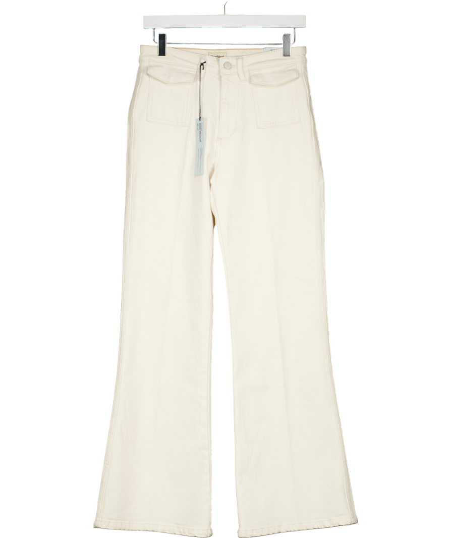 River Island Cream High Rise Relaxed Flared Jeans UK 10 - Reliked