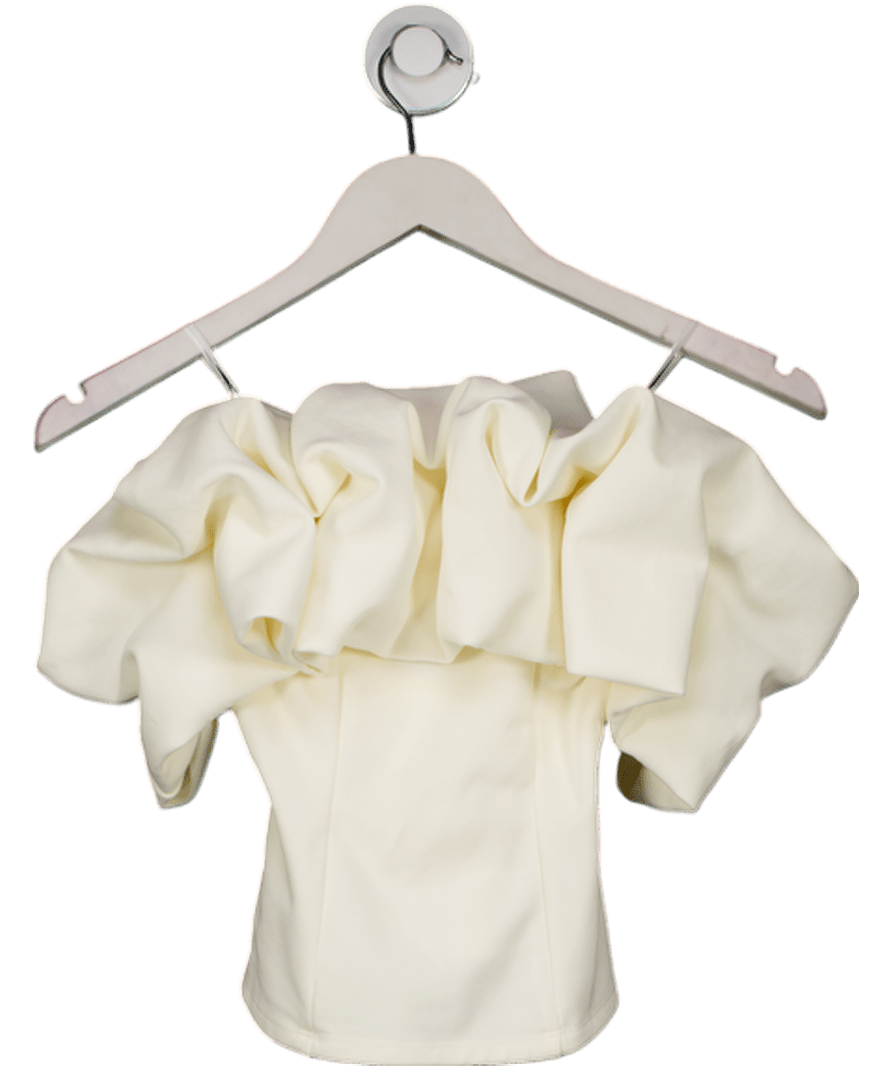 River Island Cream Ruffle Bardot Top UK 6 - Reliked