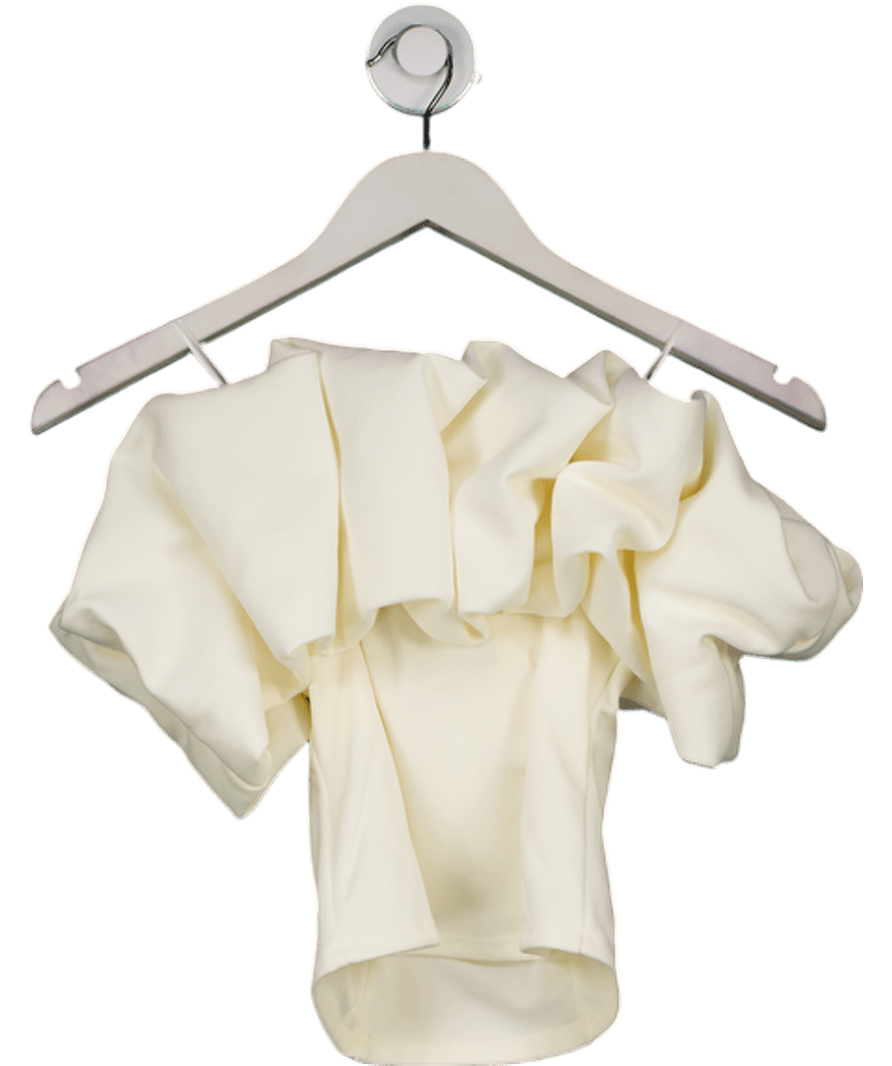 River Island Cream Ruffle Bardot Top UK 6 - Reliked
