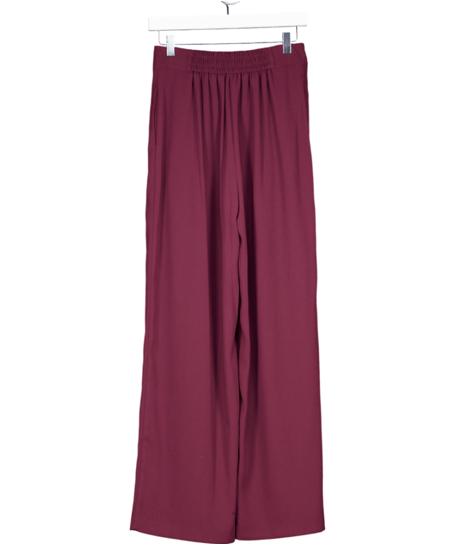 River Island Dark Red Wide Leg Tailored Trousers UK 8 - Reliked