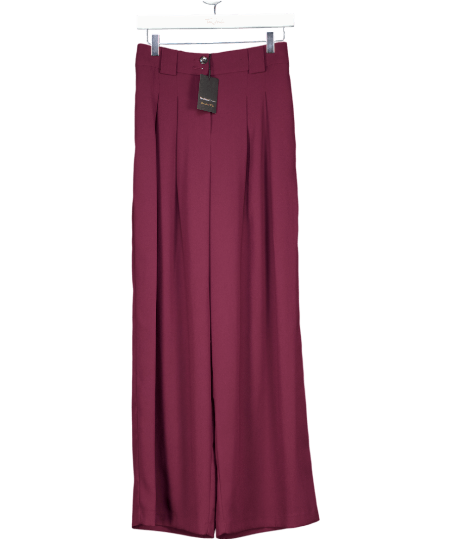 River Island Dark Red Wide Leg Tailored Trousers UK 8 - Reliked
