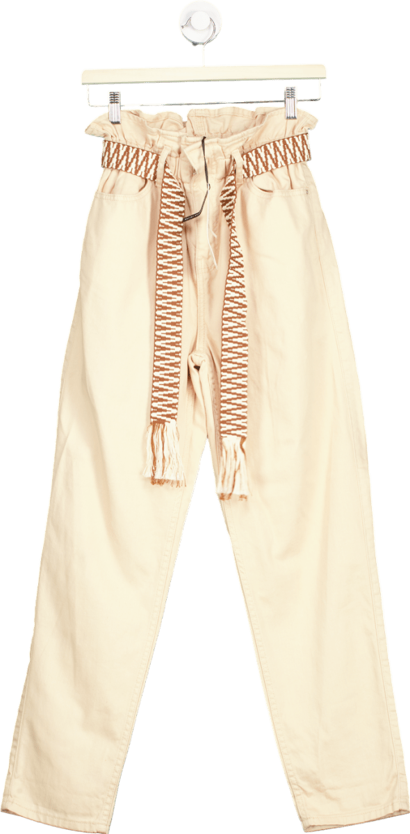 River Island Ecru Boujie Boho Trousers UK 8R - Reliked