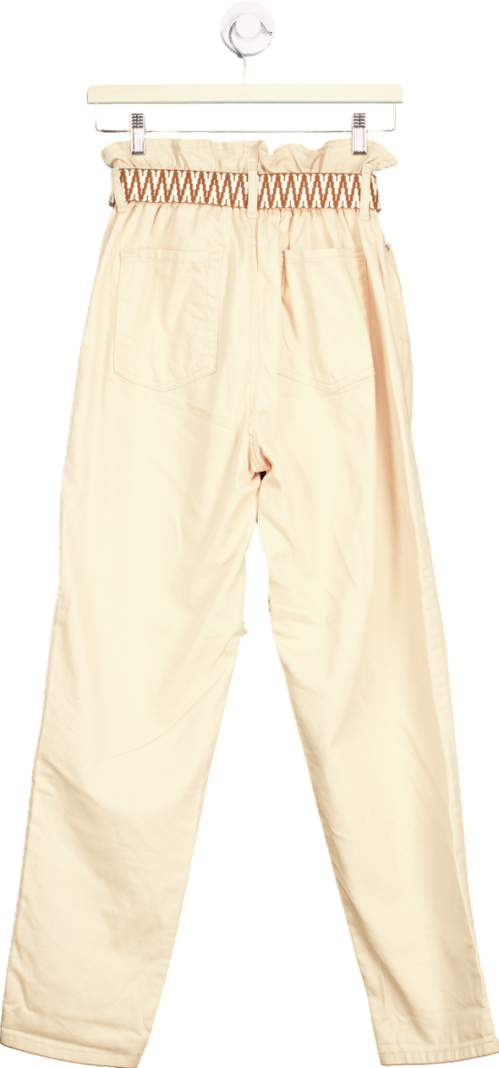 River Island Ecru Boujie Boho Trousers UK 8R - Reliked