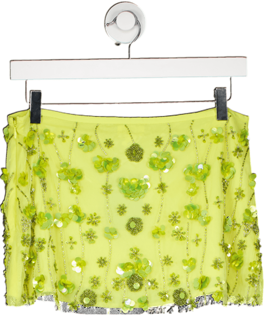 River Island Green Floral Embellished Mini Skirt UK 10 - Reliked