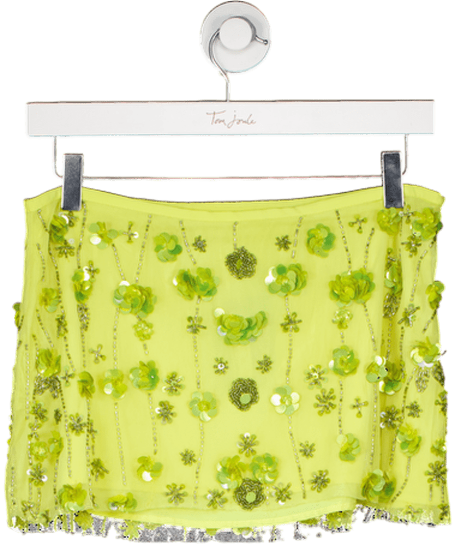 River Island Green Floral Embellished Mini Skirt UK 10 - Reliked