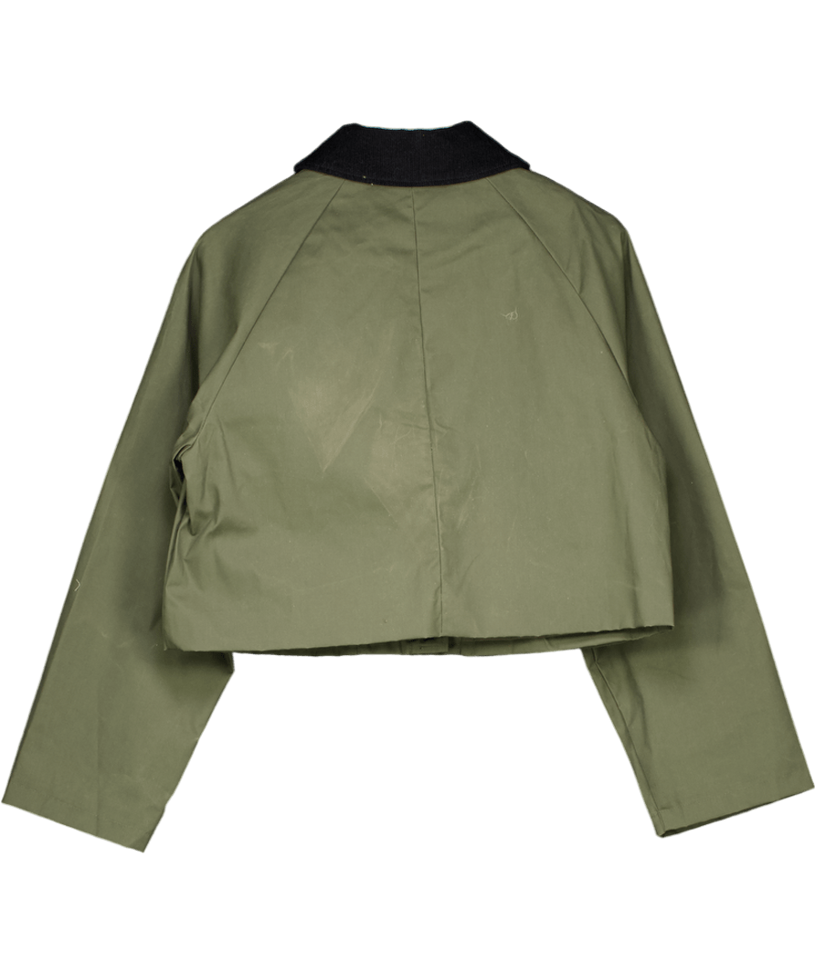 River Island Green Khaki Waxed Barn Jacket UK 10 - Reliked