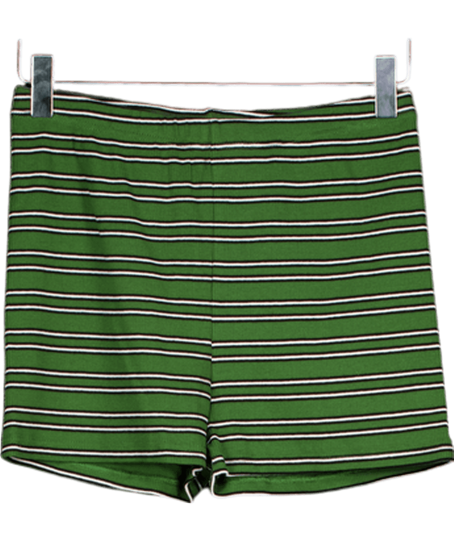 River Island Green Lounge Loft Striped Micro Shorts UK S - Reliked