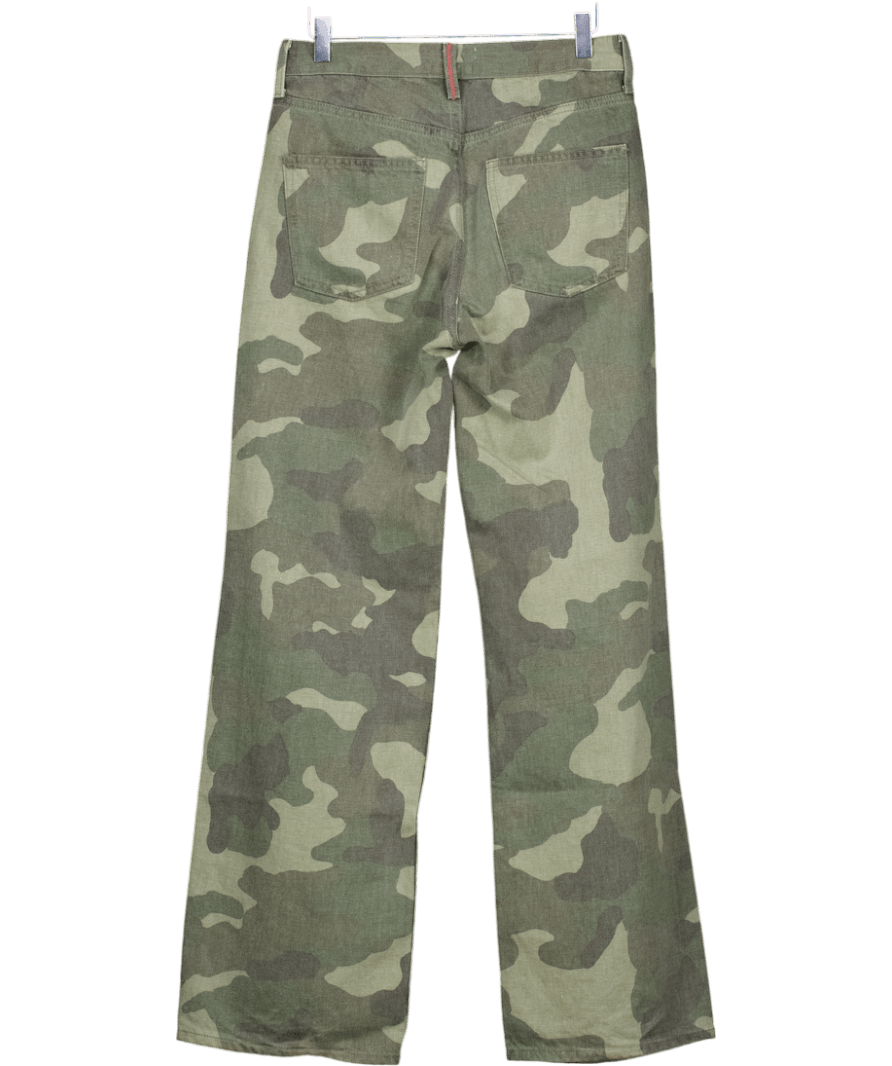 River Island Green Relaxed Straight Jean In Washed Camo Print UK 8 - Reliked