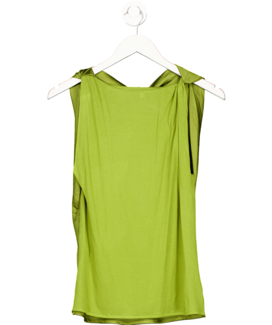 River Island Green Satin Cowl Neck Tank Top UK S - Reliked