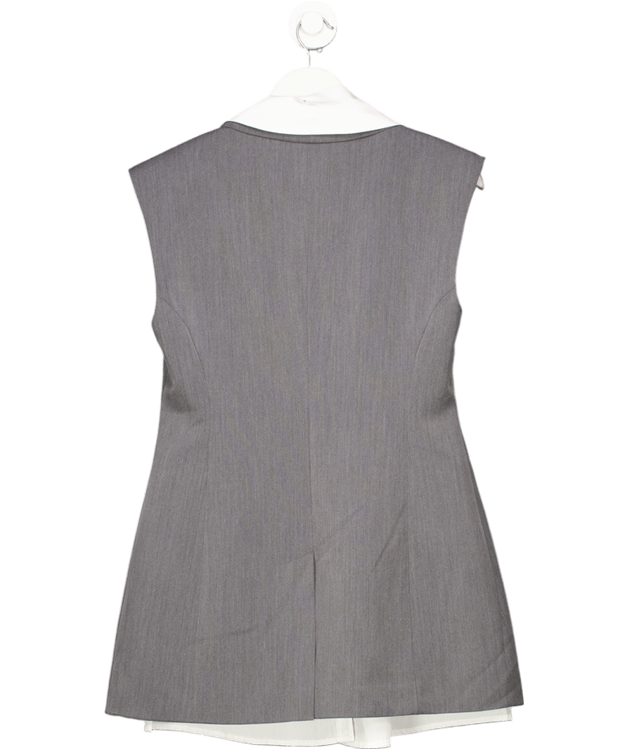 River Island Grey Hybrid Sleeveless Shirt Blazer Top UK 10 - Reliked