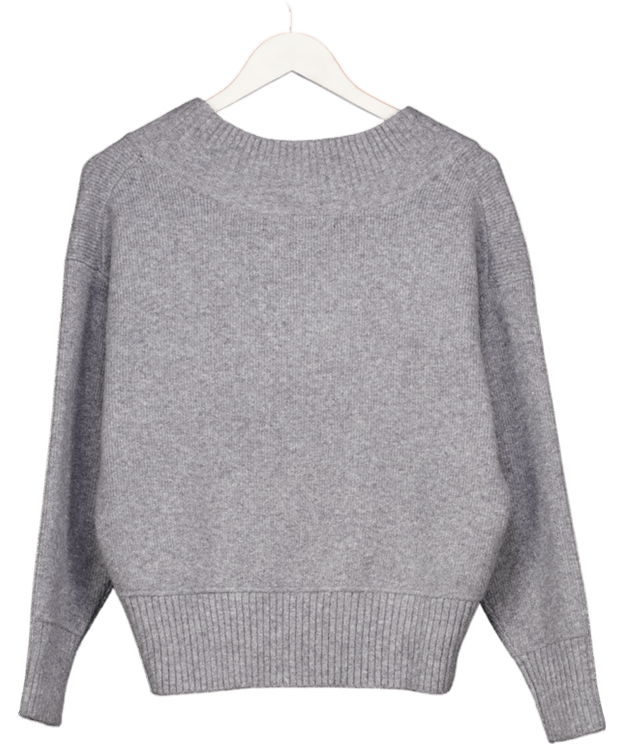 River Island Grey Knitted V Neck Jumper UK S - Reliked