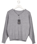 River Island Grey Knitted V Neck Jumper UK S - Reliked