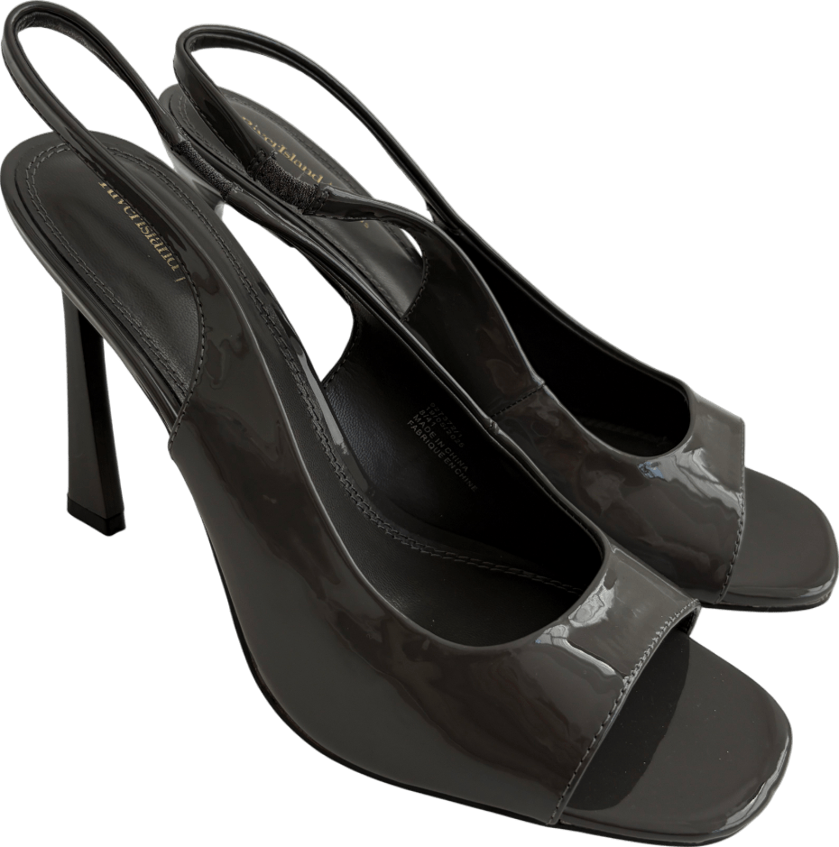 River Island Grey Slingback Peep Toe Heeled Sandals UK 8 - Reliked