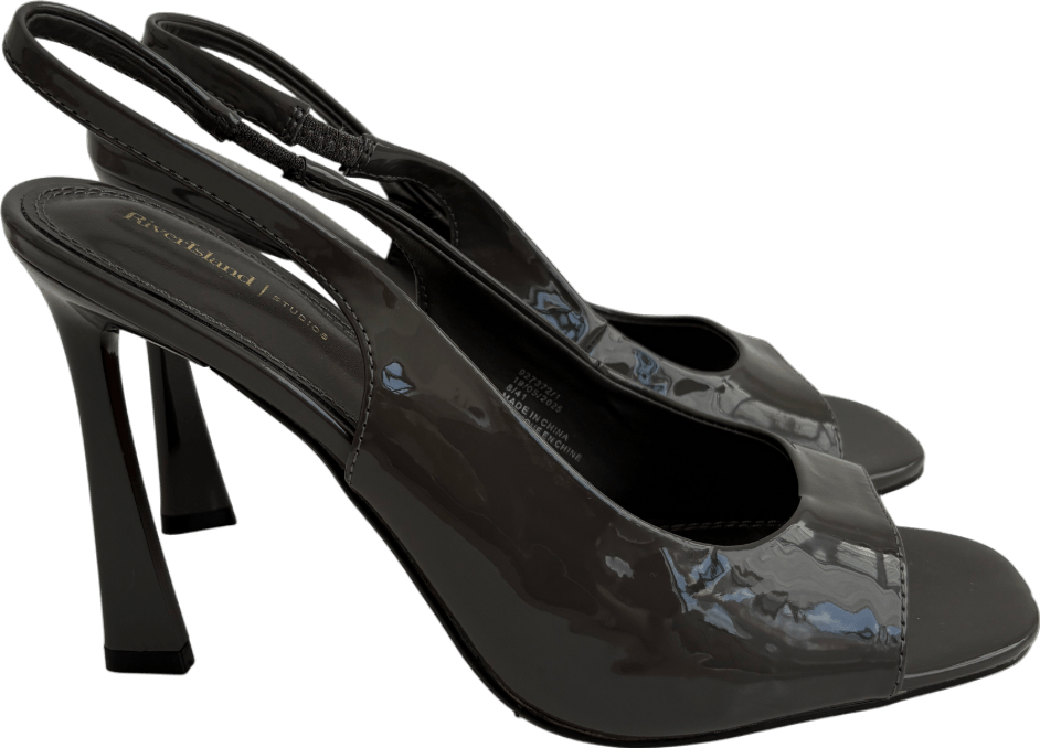 River Island Grey Slingback Peep Toe Heeled Sandals UK 8 - Reliked