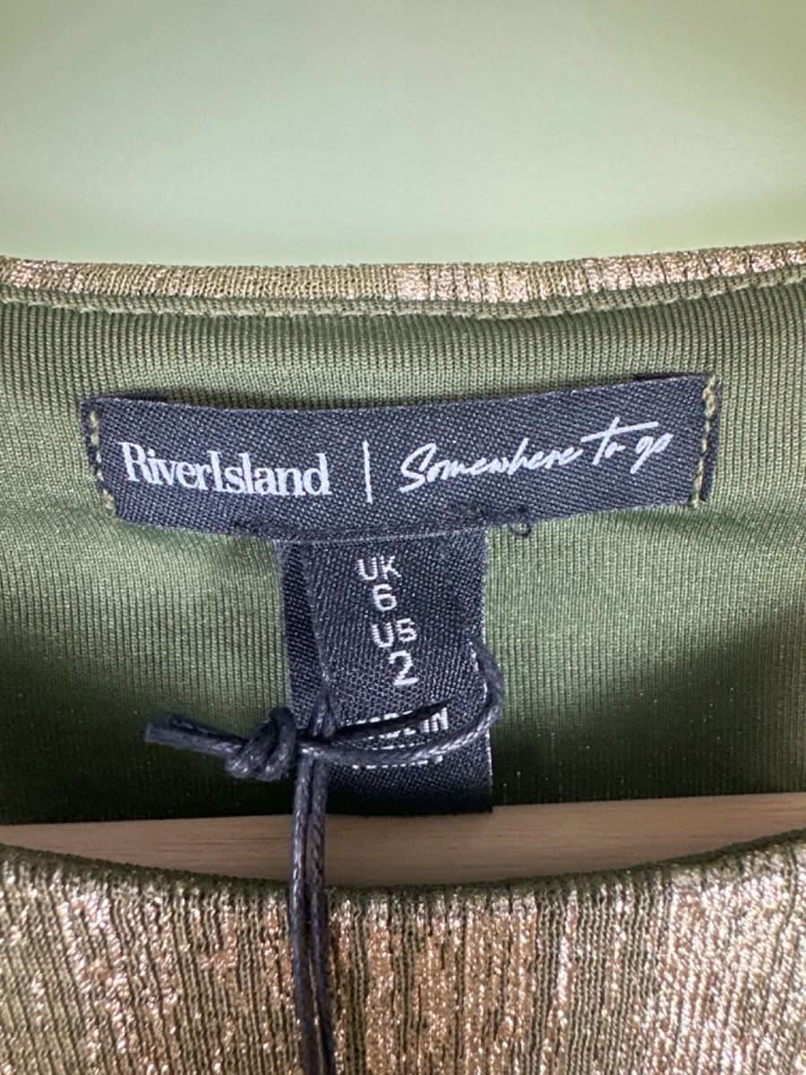 River Island Light Gold Maxi Dress UK 6 - Reliked