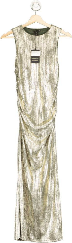 River Island Light Gold Maxi Dress UK 6 - Reliked