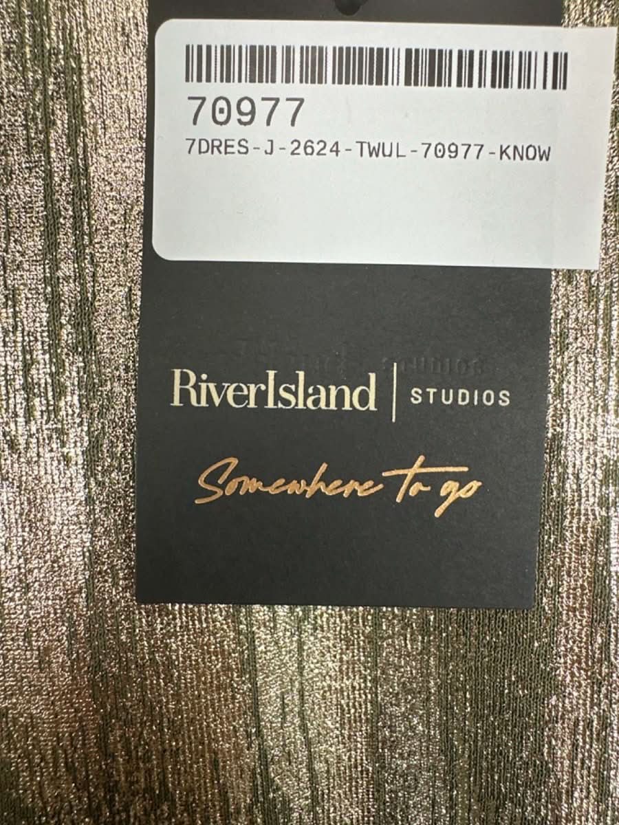 River Island Light Gold Maxi Dress UK 6 - Reliked