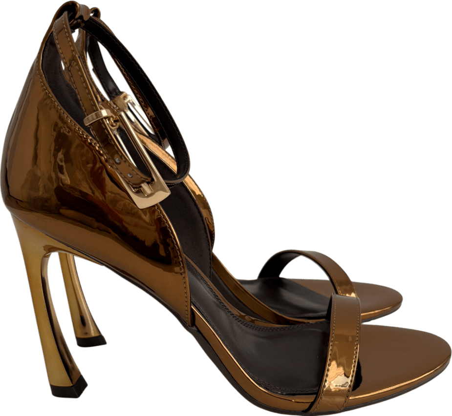 River Island Metallic Bronze Patent Heeled Sandals UK 8 EU 41 👠 - Reliked