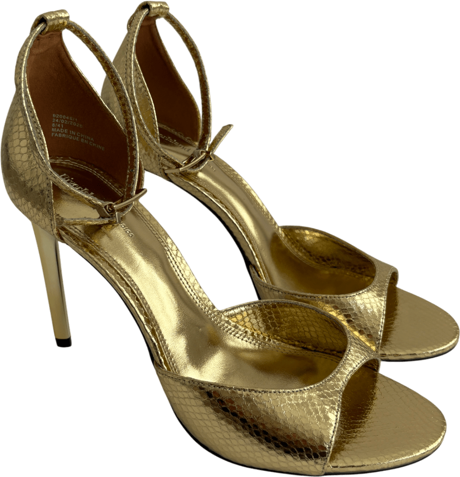 River Island Metallic Closed Back Open Toe Heels UK 8 EU 41 👠 - Reliked