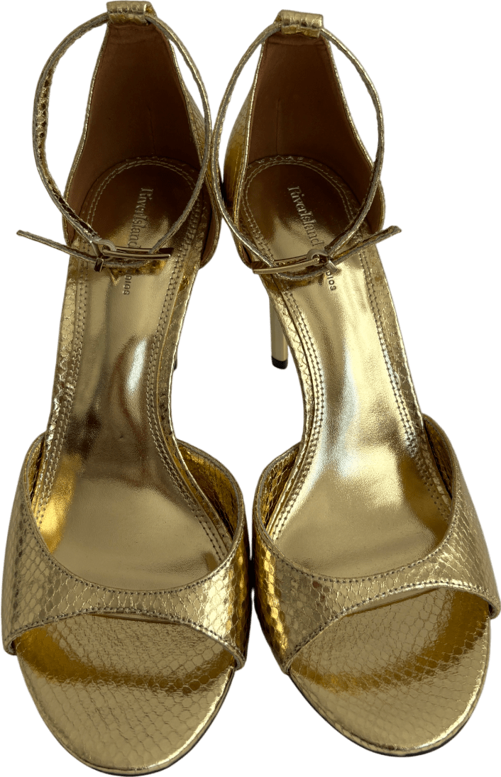 River Island Metallic Closed Back Open Toe Heels UK 8 EU 41 👠 - Reliked