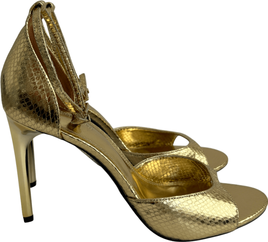 River Island Metallic Closed Back Open Toe Heels UK 8 EU 41 👠 - Reliked