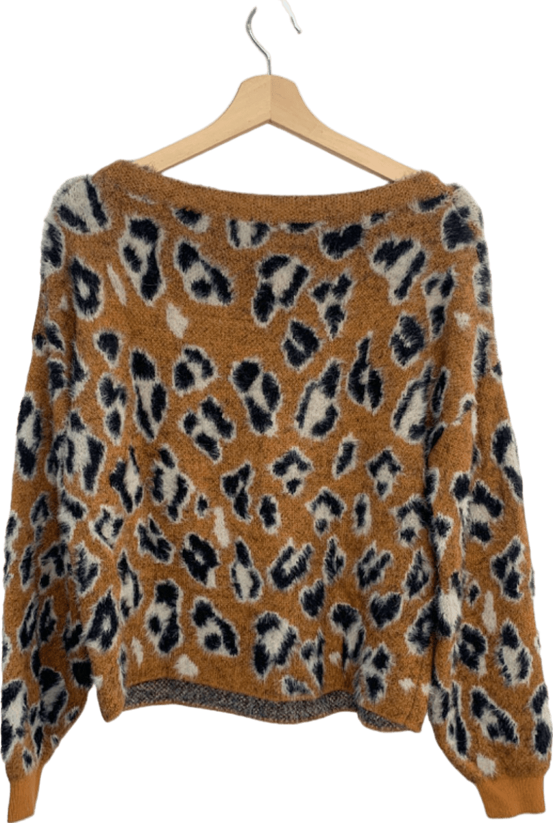 River Island Multicolour Leopard Print Jumper UK 8 - Reliked