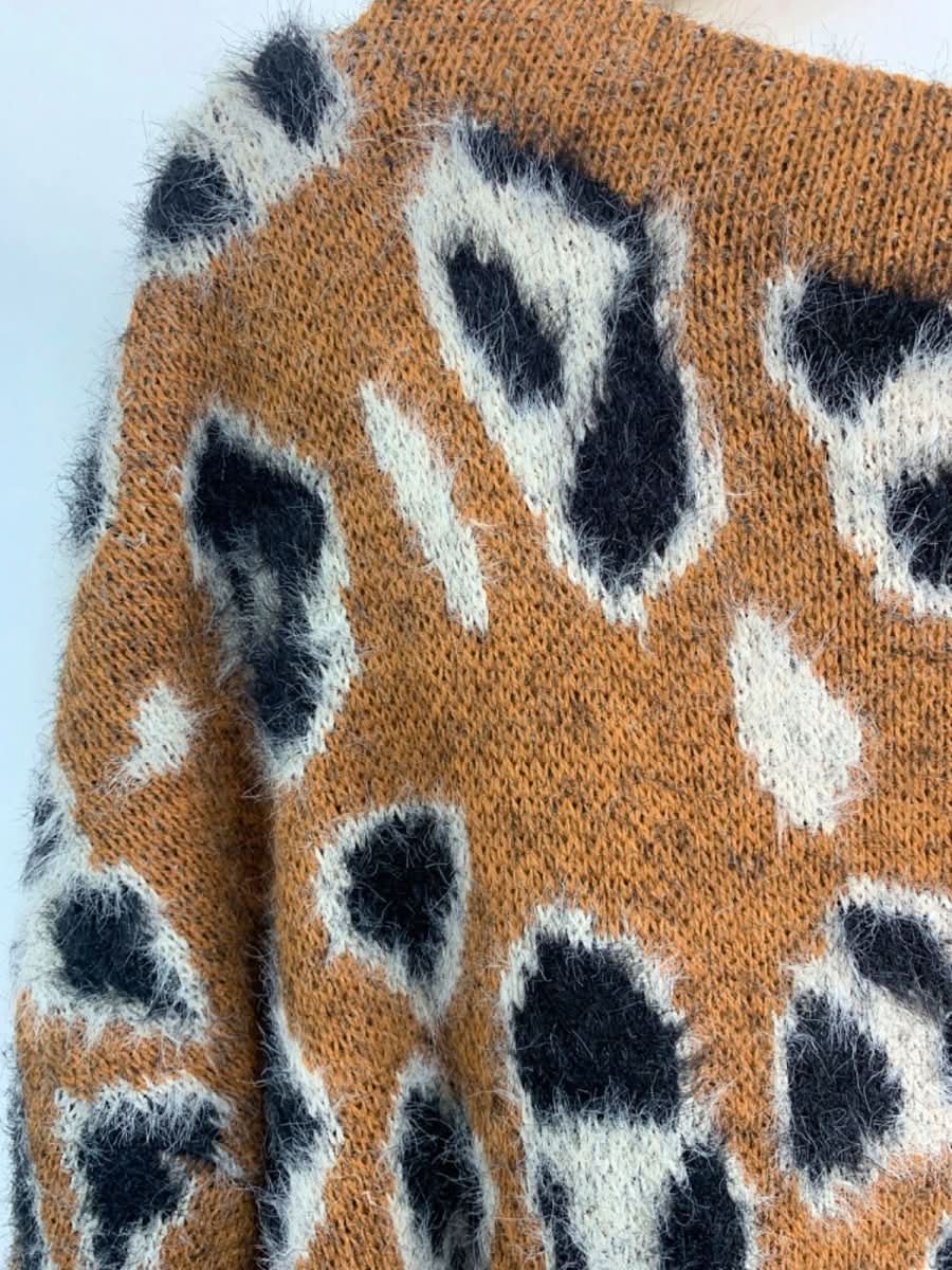 River Island Multicolour Leopard Print Jumper UK 8 - Reliked