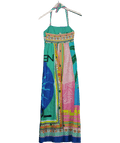 River Island Multicoloured 60s Riv Sol Halter Neck Dress UK S - Reliked