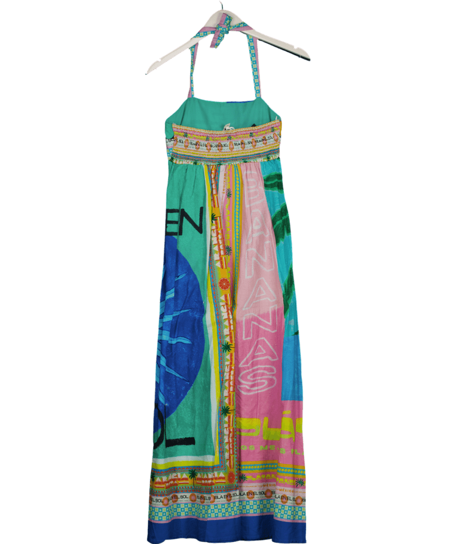 River Island Multicoloured 60s Riv Sol Halter Neck Dress UK S - Reliked