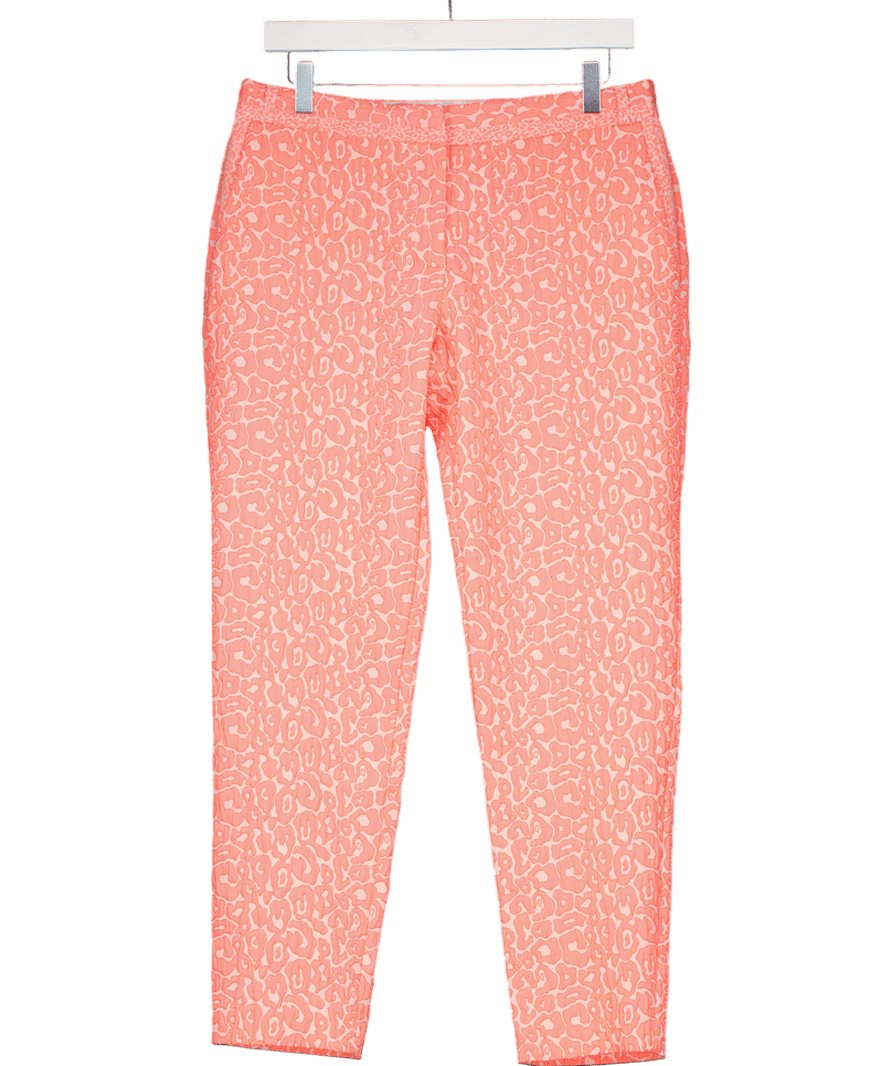 River Island Neon Pink Animal Leopard Print Capri Tapered Trousers UK 12 - Reliked
