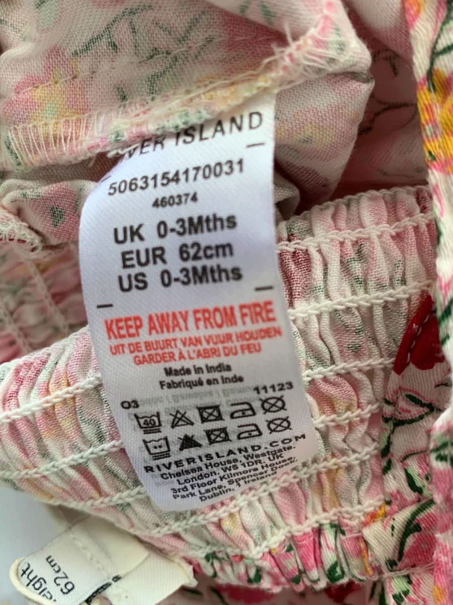 River Island Pink Floral Rustic Retreat Romper 0 - 3 Months - Reliked