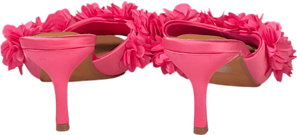 River Island Pink Flower Heeled Mule Sandals UK 7 EU 40 👠 - Reliked
