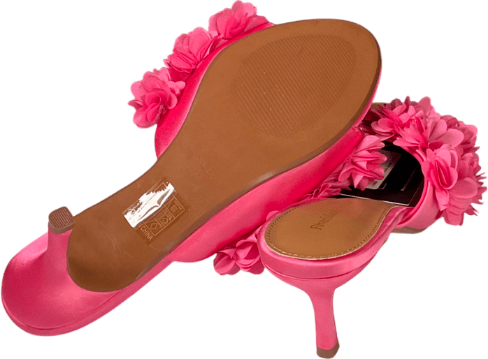 River Island Pink Flower Heeled Mule Sandals UK 7 EU 40 👠 - Reliked