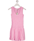 River Island Pink Linen Blend Shirred Bubble Hem Mini Dress UK 6 - Reliked