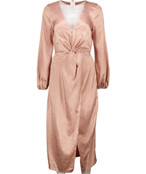 River Island Pink Peach Satin Jacquard Faux Wrap Midi Dress UK 10