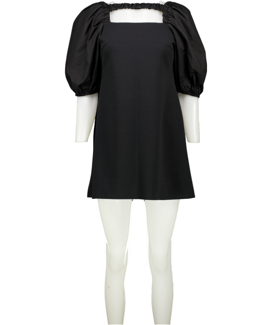 River Island Puff Sleeve Little Black Dress UK 12 - Reliked