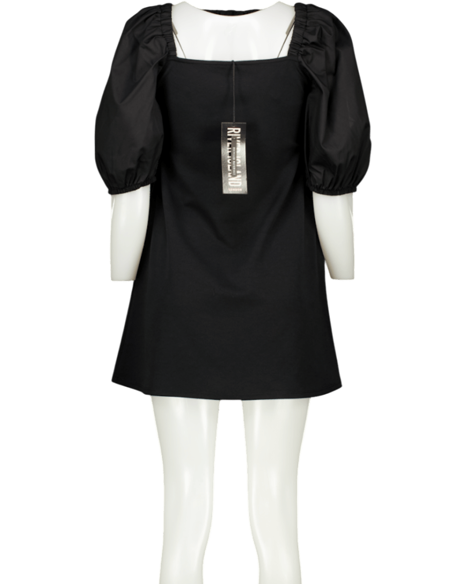 River Island Puff Sleeve Little Black Dress UK 12 - Reliked