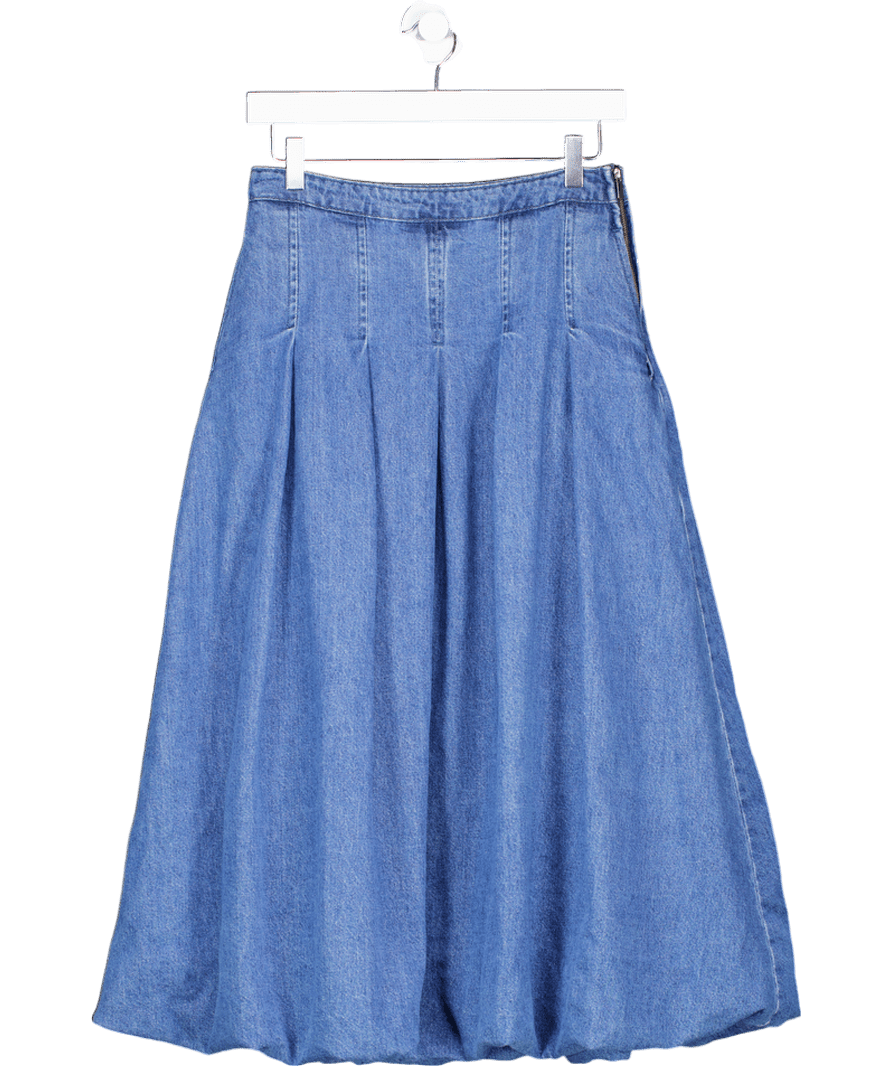 River Island Puffball Denim Midi Skirt - Blue UK 6 - Reliked