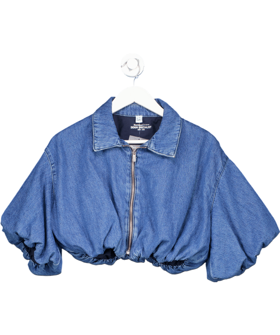 River Island Puffball Denim Top - Blue UK 8 - Reliked