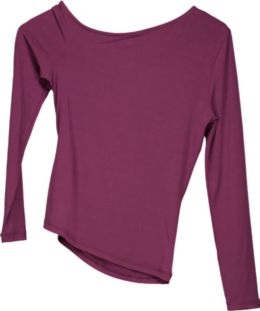 River Island Purple Long Sleeve Gold Trim Drape Top UK S - Reliked