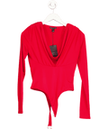 River Island Red Cowl Neck Bodysuit UK S - Reliked