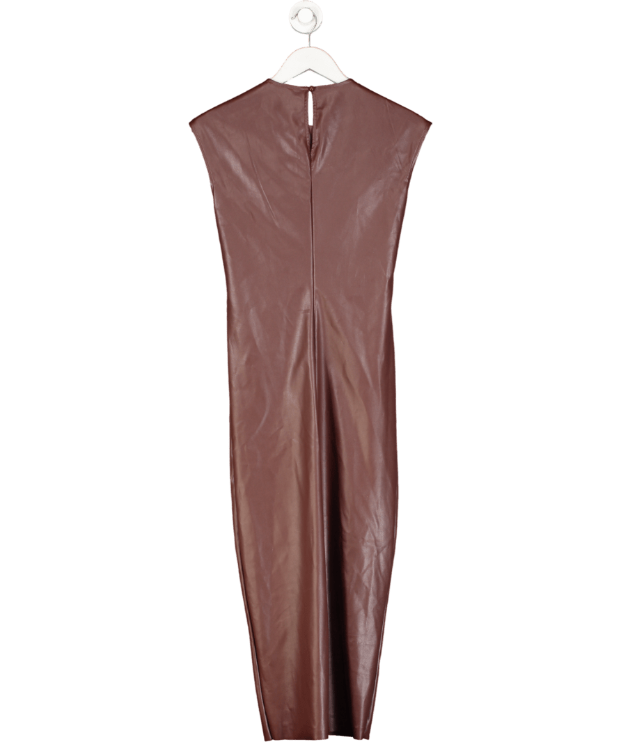 River Island Red Faux Leather Ruched Midi Dress UK 8 - Reliked