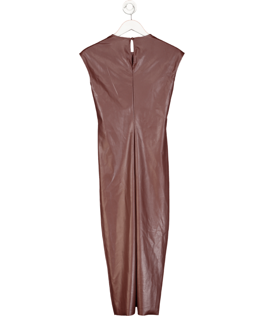 River Island Red Faux Leather Ruched Midi Dress UK 8 - Reliked