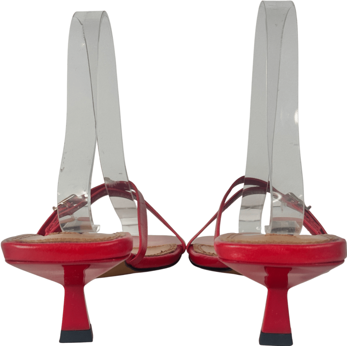 River Island Red Square Toe Kitten Heel Sandals UK 5 EU 38 👠 - Reliked