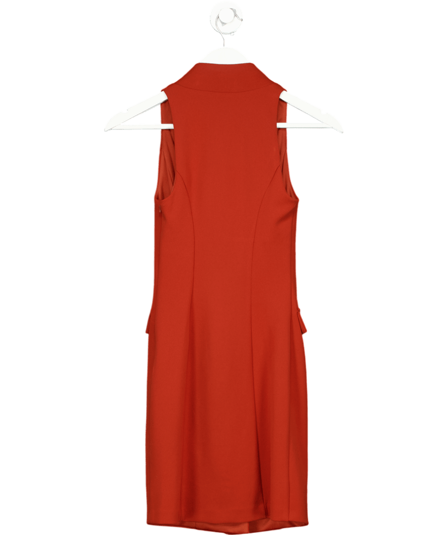 River Island Rust Brown Sleeveless Mixed Button Mini Dress UK XS - Reliked